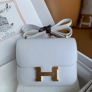 Hermes White Constance 19cm Epsom Gold Hardware