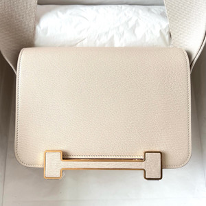Hermès Geta Craie Chevre Gold Hardware