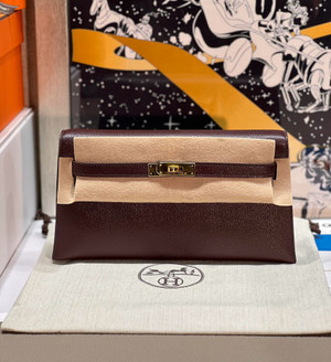 Hermes Kelly Elan bag Sellier Bordeaux Chevre chamkila goatskin Gold hardware