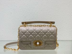 Christian Dior Mini Dior Jolie Top Handle Bag  Powder Beige Cannage Calfskin