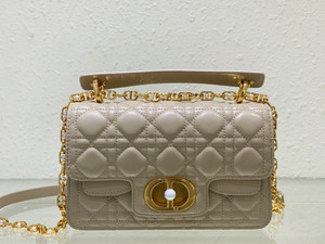 Christian Dior Small Dior Jolie Top Handle Bag  Beige  Cannage Calfskin