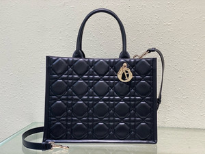 Christian Dior Medium Dior Book Tote  Black Macrocannage Calfskin (36.5 x 28 x 17.5 cm)