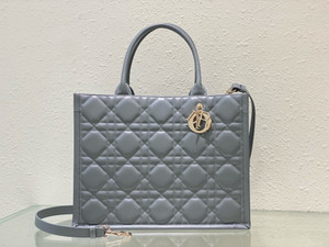 Christian Dior Medium Dior Book Tote  Grey  Macrocannage Calfskin (36.5 x 28 x 17.5 cm)