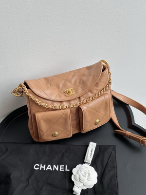 Chanel Supple Twins Hobo Bag Brown Small  2024