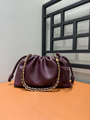 Loewe Flamenco Purse bag in mellow nappa lambskin Dark Burgundy