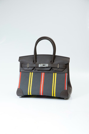Hermès Toile Birkin 30 Ebene Swift/Toile Palladium Hardware