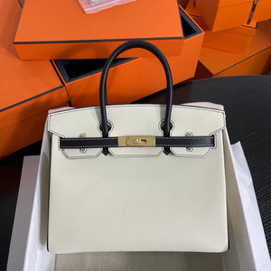 Hermès Special Order Black/White Birkin 30 cm Epsom Leather Gold Hardware