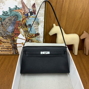Hermes Kelly Elan bag Sellier Black Chevre goatsk in Palladium hardware