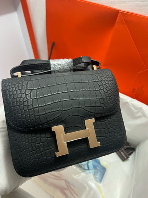 Hermes Matt Black Constance 18 Alligator