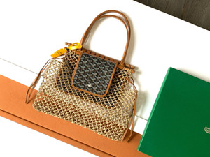 Goyard Aligre Bag Raffia Net with Coated Canvas Black