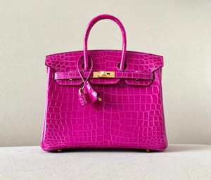 Hermes Rose Scheherazade Birkin Bag 25cm Niloticus Crocodile Gold Hardware