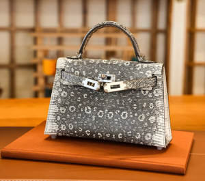 Hermes Mini Kelly II 20 Ombré Lizard Natural