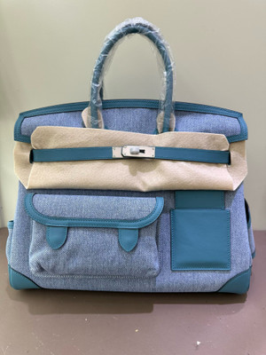 Hermes Birkin Cargo bag 35 Blue france/Blue france Canvas/Swift leather Silver hardware
