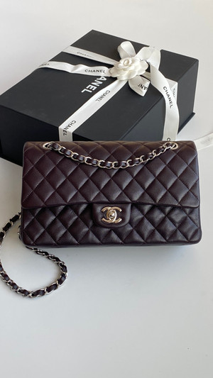 CHANEL SS2024 Chocolate Caviar Leather Classic Double Flap 2.55 Shoulder Bag Gold HW