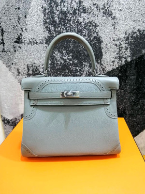 Hermès Bule Glacier Kelly Lace 25  Togo Palladium Hardware