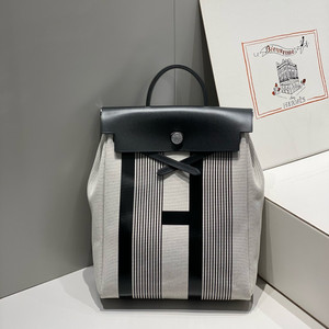 HERMES Herbag A Dos Zip Backpack H Vibration Toile and Leather