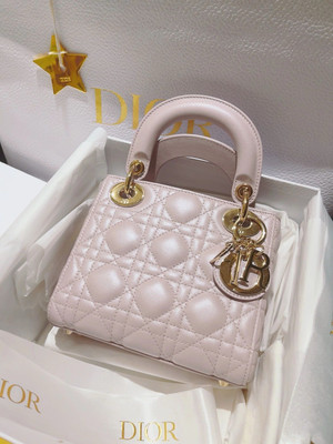Christian Dior Mini Lady Dior Bag Pink Saddle Cannage Lambskin 2024