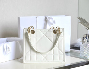 Christian Dior Book Tote small Macrocannage latte calfskin