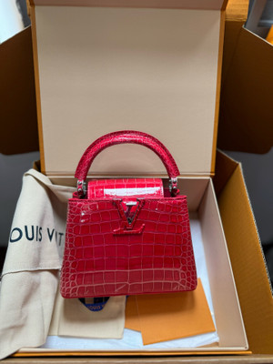 Louis Vuitton CAPUCINES MINI Crocodilien Brillant Red