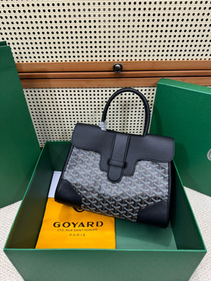 Goyard Saigon Tote Black Goyardine Canvas Palladium Hardware