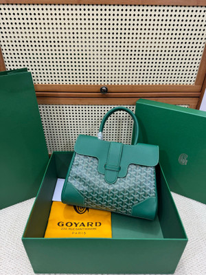 Goyard Saigon Tote Green Goyardine Canvas Palladium Hardware