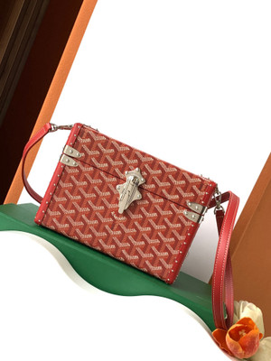 Goyard Goyardine Red Cassette Trunk Clutch/Shoulder Bag Palladium Hardware