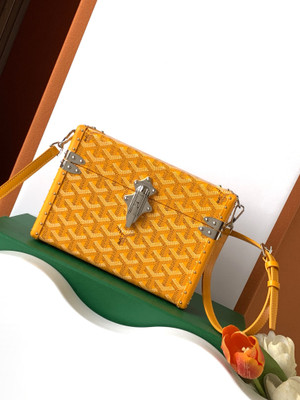 Goyard Goyardine Yellow Cassette Trunk Clutch/Shoulder Bag Palladium Hardware