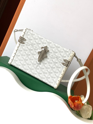 Goyard Goyardine Silver Cassette Trunk Clutch/Shoulder Bag Palladium Hardware