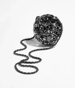 Chanel Sphere minaudiere, Strass & black metal, black