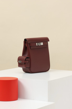 HERMÈS KELLY JUMP BAG BORDEAUX SWIFT LEATHER  PALLADIUM HARDWARE