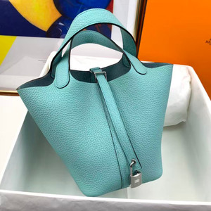 Hermes Bleu Atoll Picotin Lock 18 Togo Leather Bag