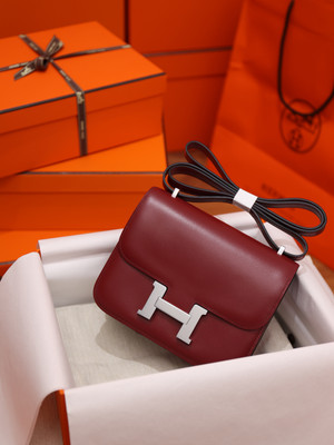 Hermes Constance 19 Rough H Box calf leather Palladium hardware