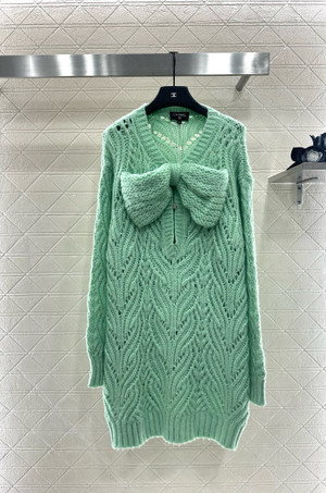 Chanel Fall-Winter 2025/26   Short Dress   Mohair & Wool  Light Green