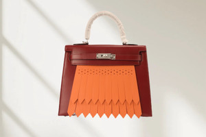Hermès Limited Edition "Golf" Kelly 28 Sellier Rouge H Box Calf & Sanguine Swift Leather with Palladium Hardware