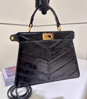 Fendi Peekaboo ISeeU Petite | Inlaid Black Hagfish Leather