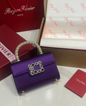 Roger Vivier Efflorescence Mini Bag in Satin Black