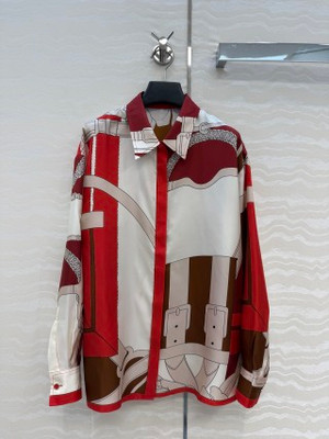 Hermes Chain Link Pattern Silk Shirt, 26s Early Spring Collection
