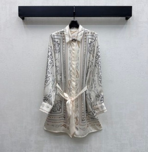 Silk Printed Belted Shirt Dress