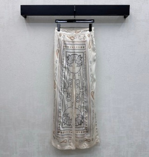Hermes 2026 New Silk Printed Straight-Leg Pants