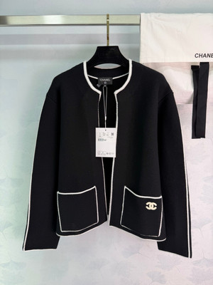 Chanel 26s Knit Cardigan with White Trim