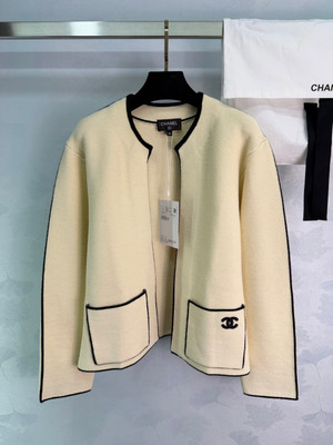 Chanel 26s Knit Cardigan with Black Piping