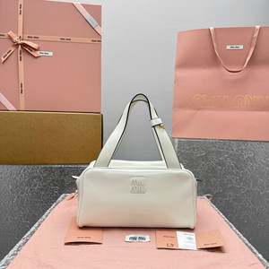 Miu Miu Arcadie Leather Bowling Bag - White