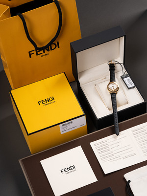 Fendi F is Fendi 28mm Ladies Quartz Watch - White Dial Gold Case Leather Strap