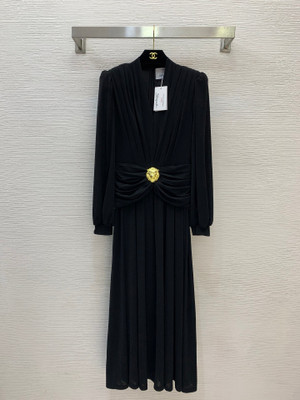 Schiaparelli Lion Head Metal Accent V-Neck Midi Dress – Collection Variant