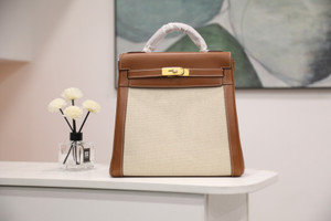 Hermès Kelly Ado 28 Backpack – Fauve Barenia Canvas GHW