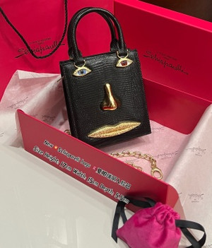 Schiaparelli Face Bag Small Black Lizard