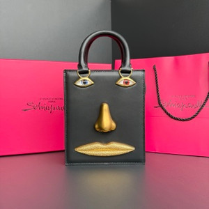 Schiaparelli Serrure Clutch Black Textured