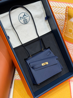 Hermes Kelly Sellier 20 en Desordre Blue Royal