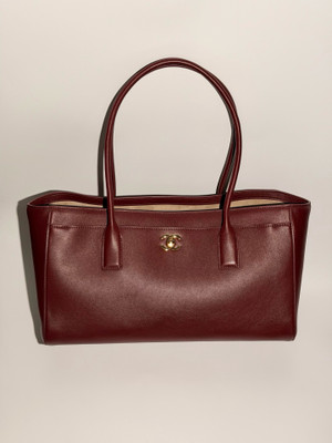 Chanel Vintage Burgundy Caviar/Smooth Calfskin East-West Tote Bag with GHW