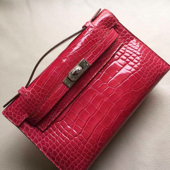 Hermes Braise Mini Kelly Pochette Gator Shine with Palladium Hardware